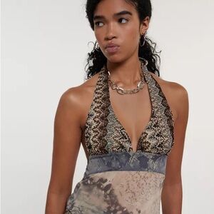 Silence + Noise Jessa Flamestitch Halter Top